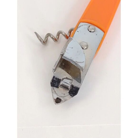 Vintage Ekco Bottle Opener Retractable Corkscrew Wine Opener- Orange Made in USA - Picture 6 of 12